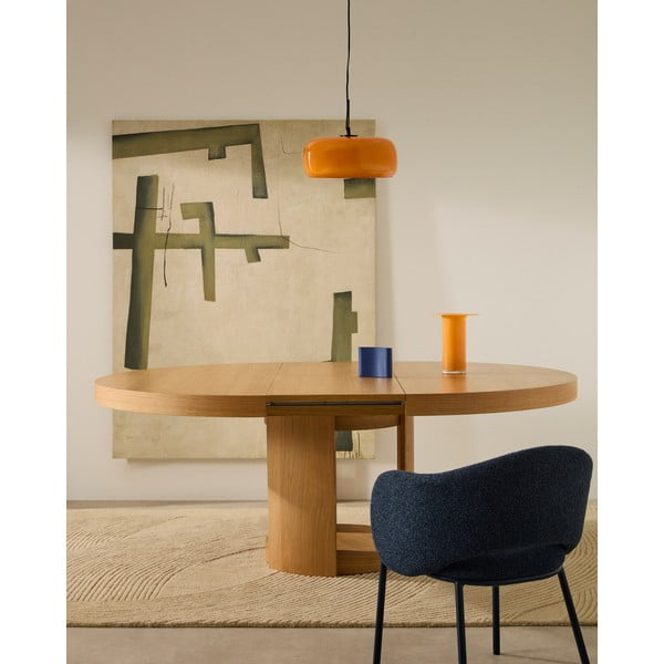 Okrúhly rozkladací jedálenský stôl s prídavnou doskou v dekore duba ø 150 cm Artis – Kave Home-image-2