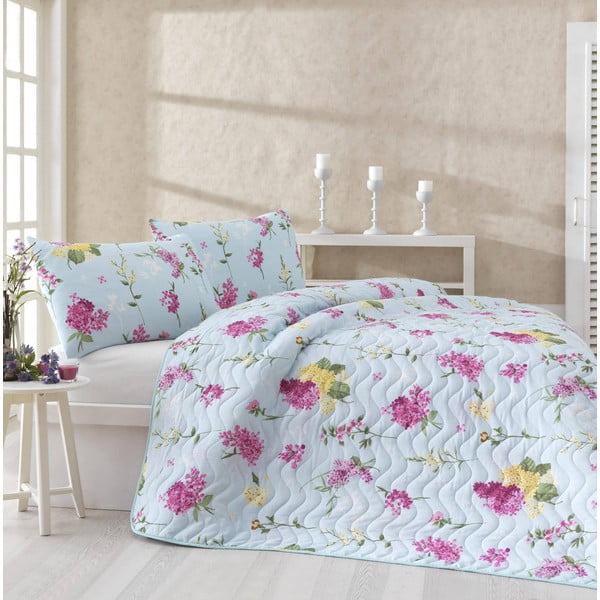 Sada prikrývky cez posteľ a dvoch obliečok na vankúš Lilac Pink, 200x220 cm