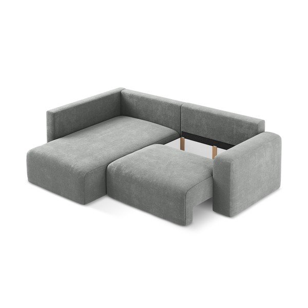 Sivá ženilková rozkladacia/s úložným priestorom rohová pohovka (ľavý roh/do L) Kona – Makamii-image-4