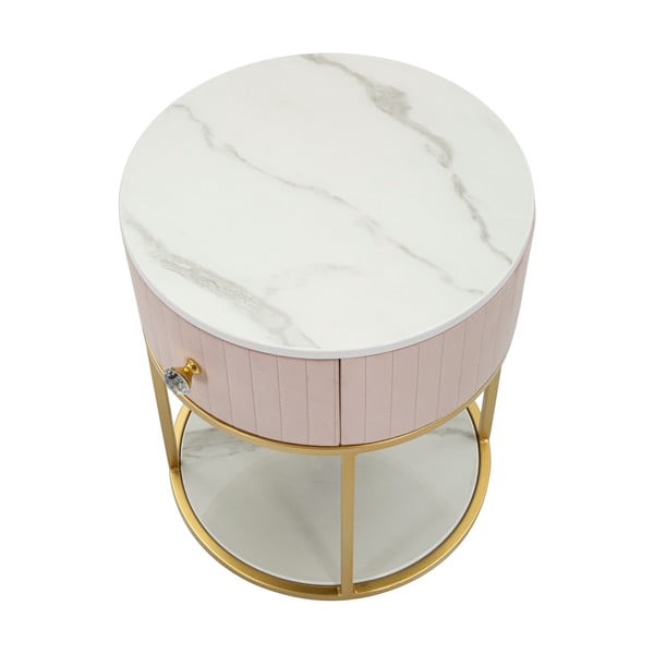 Svetloružový/v zlatej farbe nočný stolík Montpellier – Mauro Ferretti-image-3