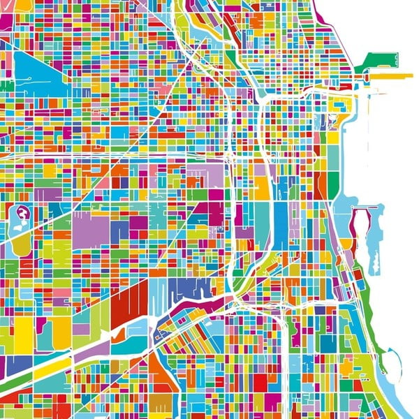 Obraz Homemania Maps Chicago, 60 ×  60 cm