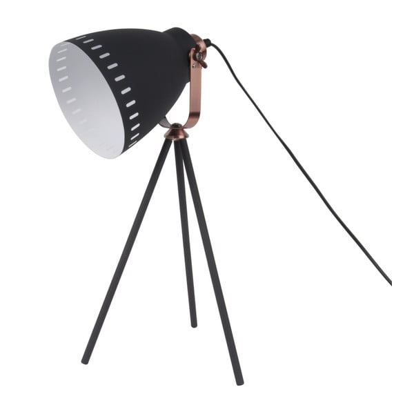 Čierna stolová lampa s detailmi v medenej farbe Leitmotiv Mingle