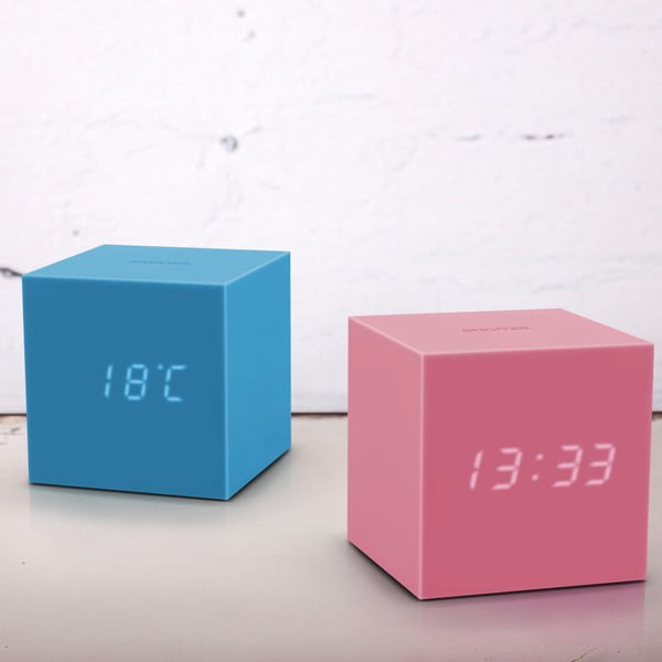 Ružový LED budík Gingko Gravitry Cube-image-1