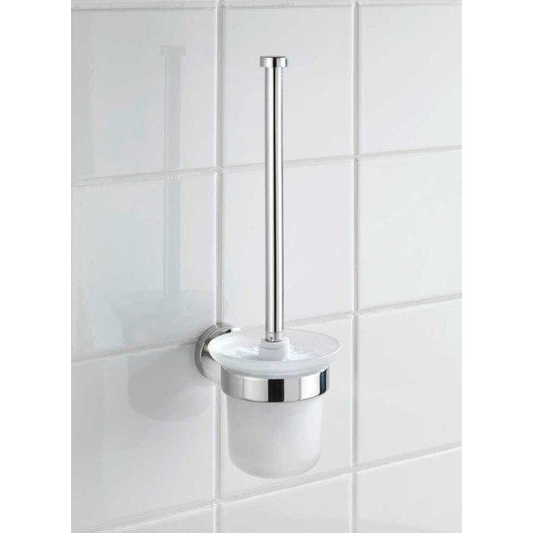 Nástenná sklenená WC kefa v lesklej striebornej farbe Bosio – Wenko-image-1