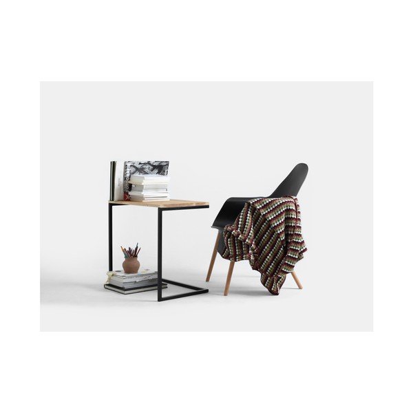 Stôl s čiernou podnožou s doskou z masívneho dubu CustomForm Lupe-image-1