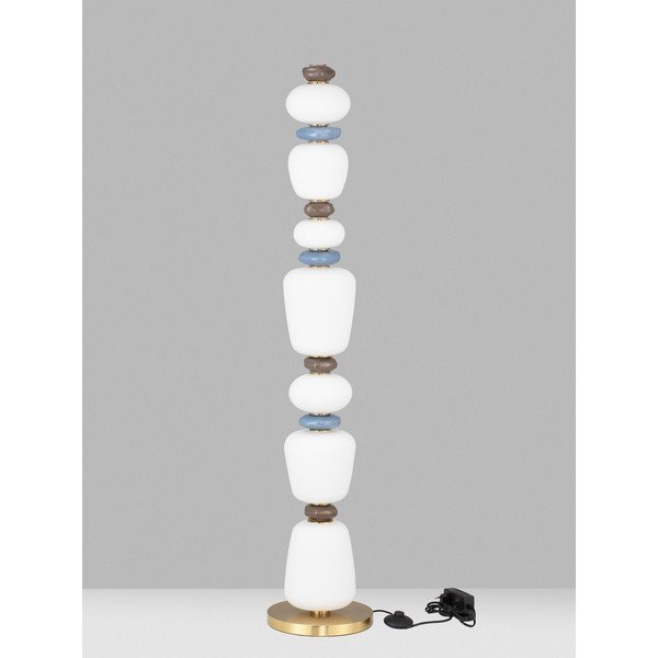 Biela/v zlatej farbe kovová LED stojacia lampa so stmievačom s porcelánovým tienidlom/so skleneným tienidlom (výška  130,5 cm) Palo – Nova Luce-image-2