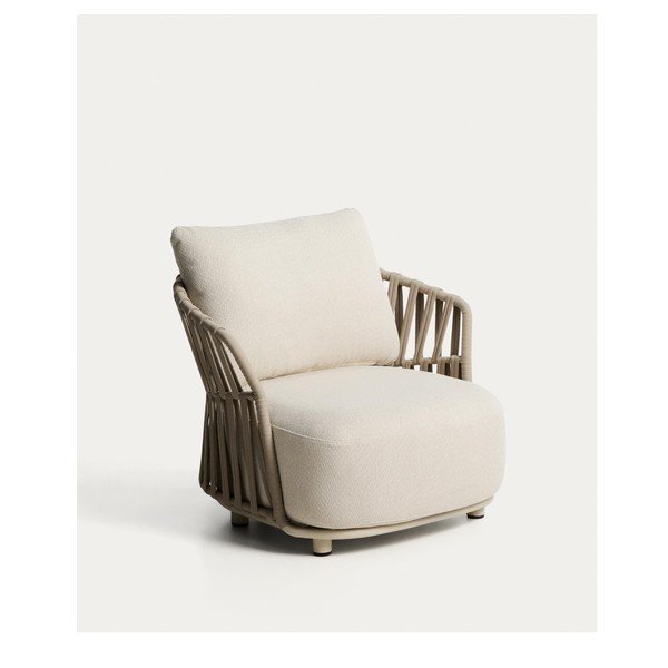 Krémovobiele/taupe polstrované záhradné kreslo Osani – Kave Home