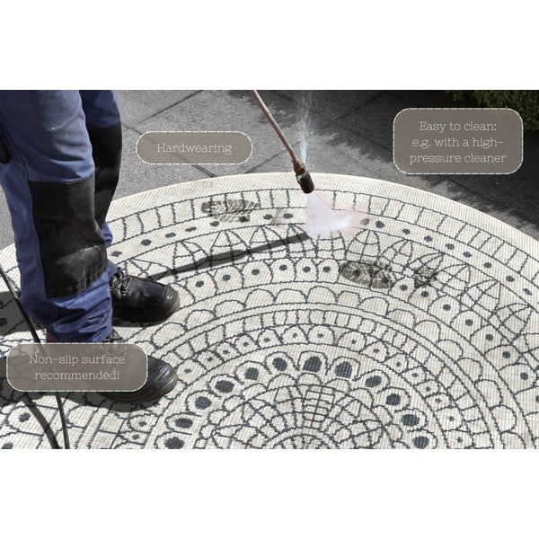 Sivo-krémový vonkajší koberec NORTHRUGS Porto, ⌀ 140 cm-image-4