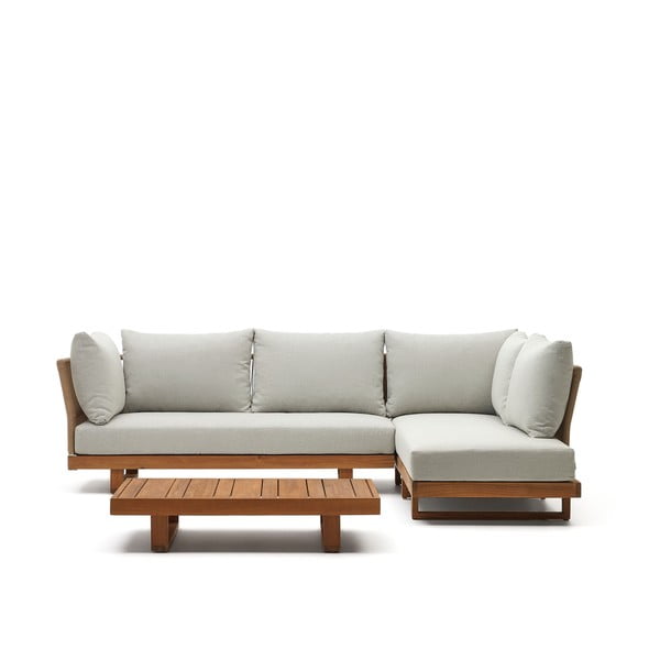 Záhradná lounge súprava z masívu akácie pre 5 v krémovo-prírodnej farbe Raco – Kave Home-image-2