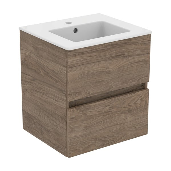 Závesná skrinka pod umývadlo v dekore orecha v prírodnej farbe 50x55 cm Eurovit+ – Ideal Standard-image-2