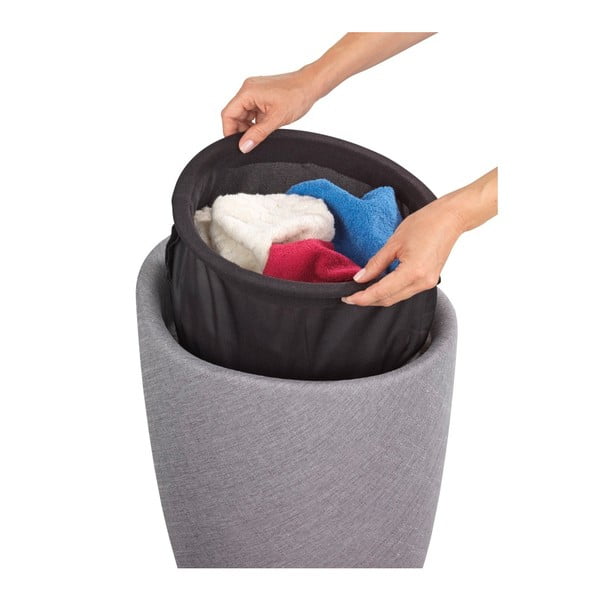 Svetlosivý kôš na bielizeň a taburetka v jednom Wenko Linen Look, 20 l-image-3