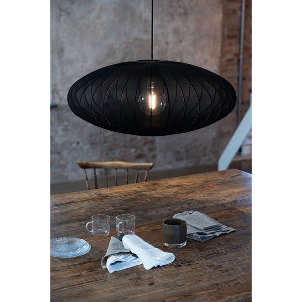 Čierne závesné svietidlo s textilným tienidlom ø 75 cm Florence – Markslöjd-image-1