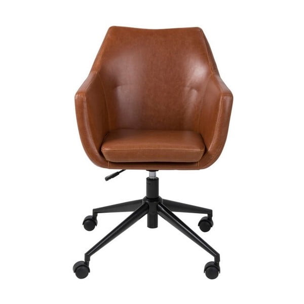 Hnedá kancelárska stolička na kolieskach z umelej kože Actona Nora-image-1
