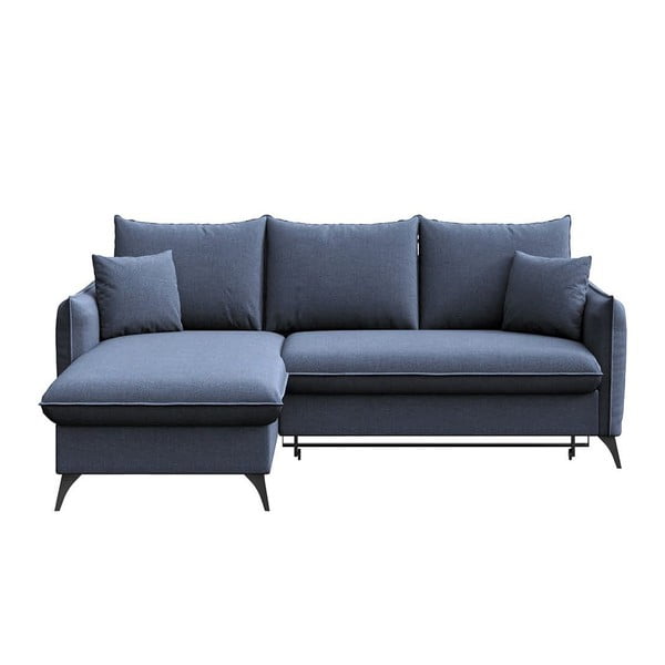 Modrá rozkladacia/s úložným priestorom rohová pohovka (ľavý roh/s leňoškou) Brim – Rodier