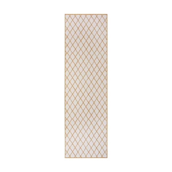 Okrovožlto-biely vonkajší koberec 80x250 cm Malaga – NORTHRUGS