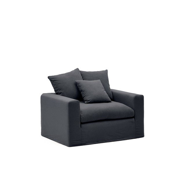 Antracitové ľanové kreslo Nora – Kave Home