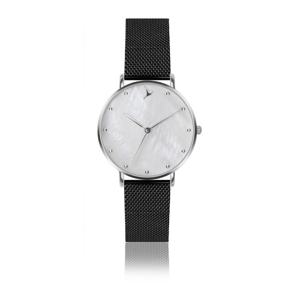 Dámske hodinky s remienkom z nehrdzavejúcej ocele čiernej farby Emily Westwood Crystal