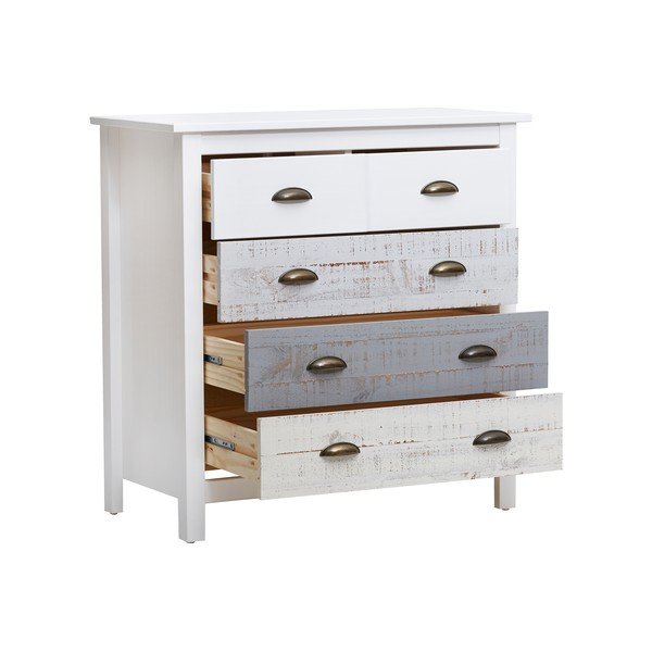 Bielo-sivá komoda so 4 zásuvkami Marckeric Romantica, 79 × 80 cm-image-4