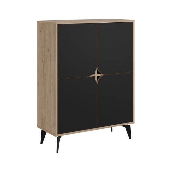 Skrinka v dekore duba v čierno-prírodnej farbe 90x120 cm Nola – Marckeric-image-2