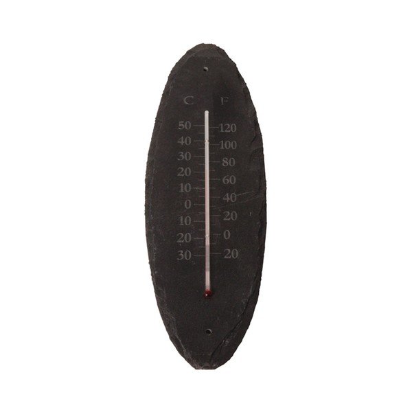 Bridlicový nástenný vonkajší teplomer Esschert Design, 30 × 10 cm