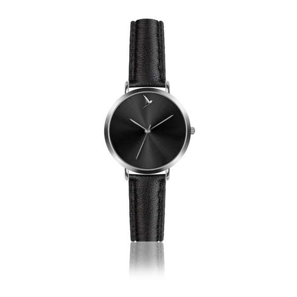 Dámske antikoro hodinky s čiernym remienkom z pravej kože Emily Westwood Black