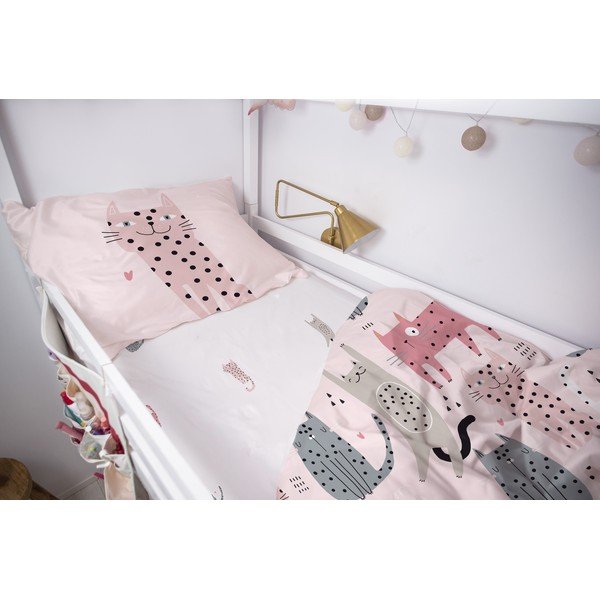 Napínacia detská plachta z bavlneného saténu 200x90 cm Meow Meow - Butter Kings-image-1