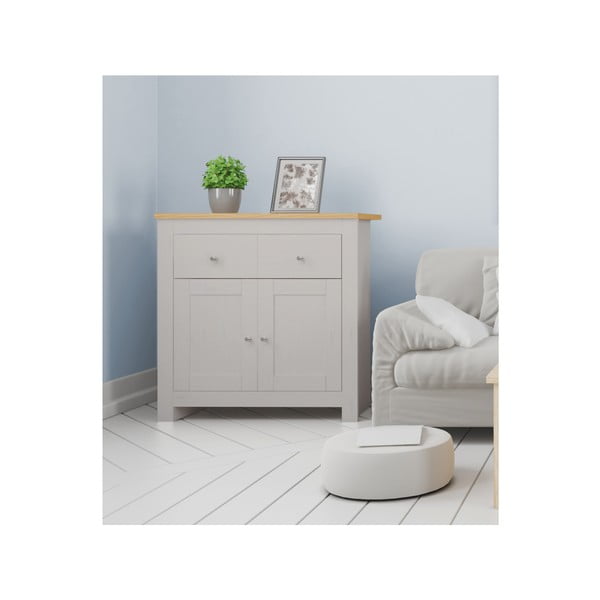 Nízka komoda v dekore duba v sivo-prírodnej farbe 79x81 cm Emerald – Støraa-image-2