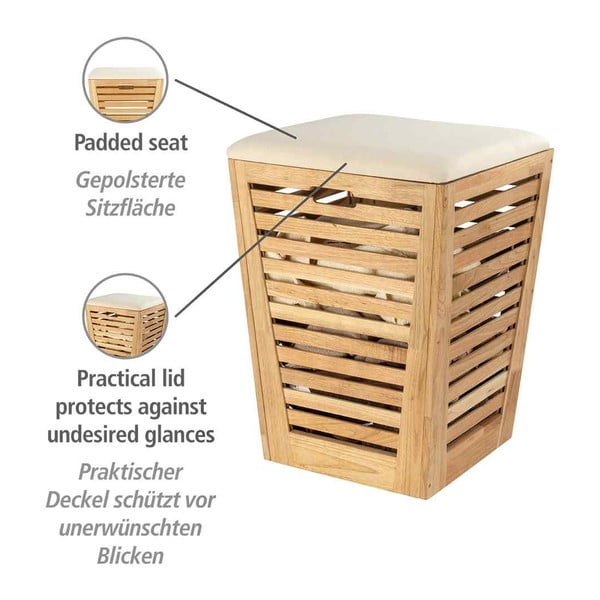 Drevený kôš na bielizeň v prírodnej farbe 55 l Norway – Wenko-image-4