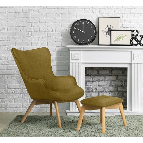 Zelené kreslo s podnožkou Niko – Ropez-image-1