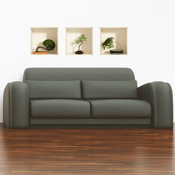 Súprava 3 samolepiek s 3D efektom Ambiance Bonsais-image-2