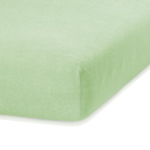 Svetlozelená elastická plachta s vysokým podielom bavlny AmeliaHome Ruby, 200 x 160-180 cm