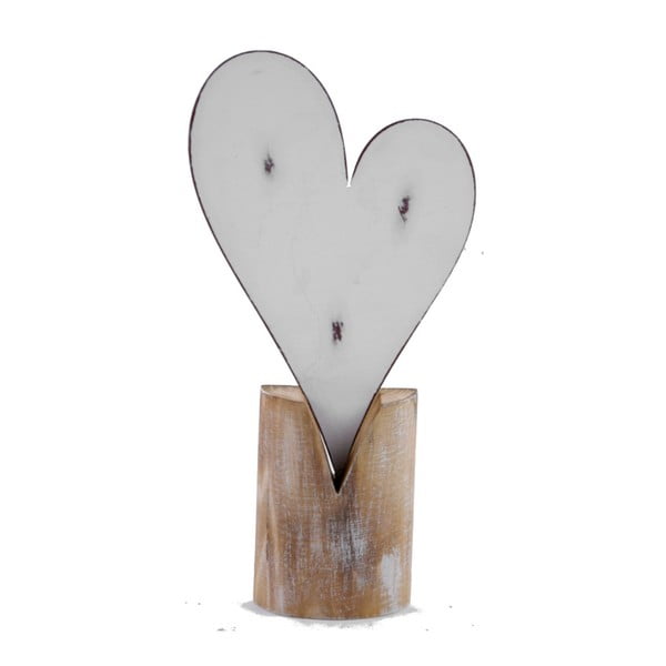 Stredná kovová dekorácia na drevenom podstavci s motívom srdca Ego Dekor, 15 × 30 cm
