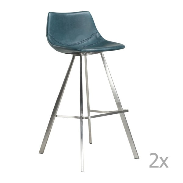 Sada 2 modrých barových stoličiek s oceľovou podnožou DAN– FORM Pitch