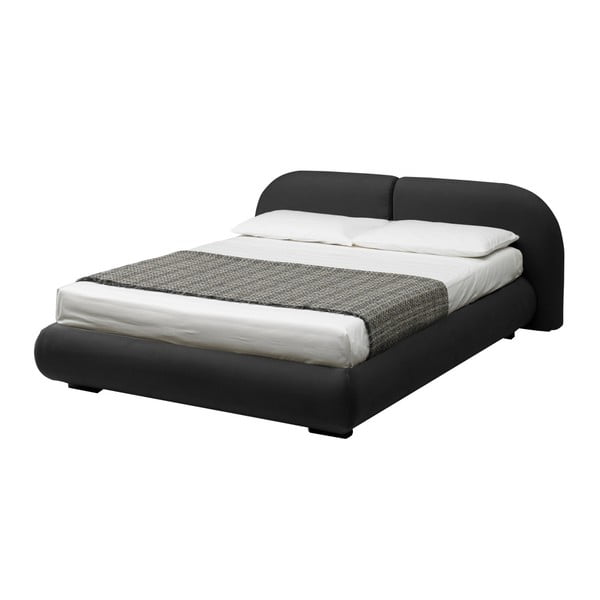 Čierna dvojlôžková posteľ s úložným priestorom a poťahom z koženky 13Casa Candy, 160 x 190 cm