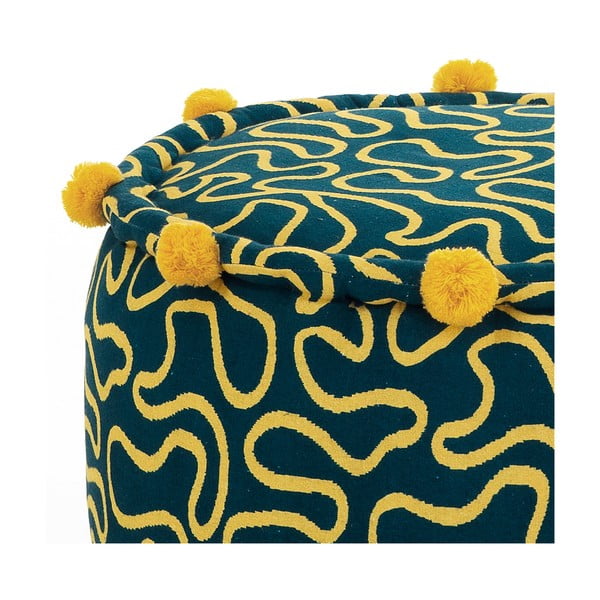 Žltý/tmavozelený taburet Tangle – Tomasucci-image-1