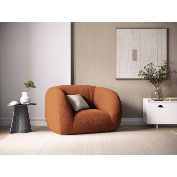 Oranžové kreslo z textílie buklé Essen – Cosmopolitan Design-image-1