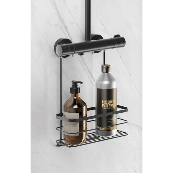 Čierna závesná kúpeľňová polica Metaltex Origin-image-1