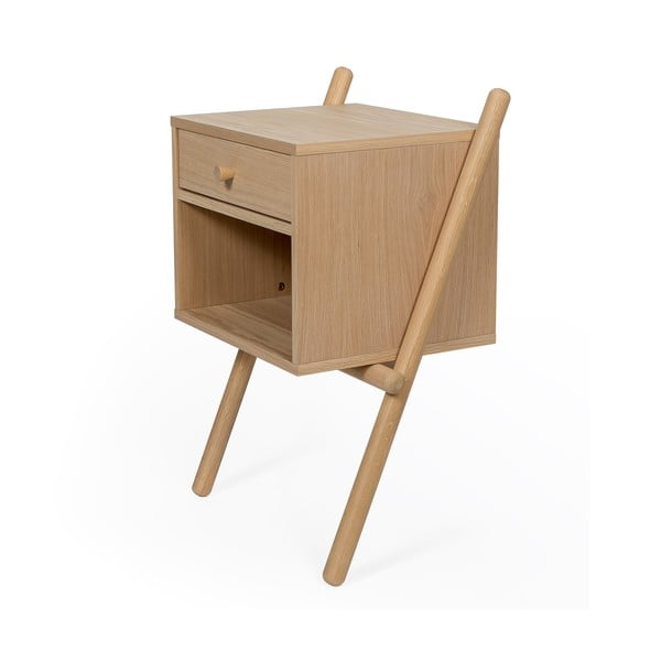 Nočný stolík v dekore duba v prírodnej farbe Wiru – Woodman-image-2