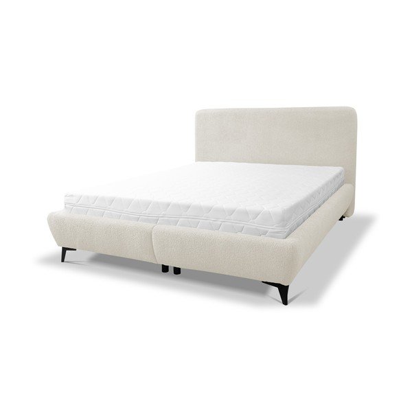 Béžová čalúnená dvojlôžková posteľ s úložným priestorom s roštom 140x200 cm Makapu – Makamii-image-2