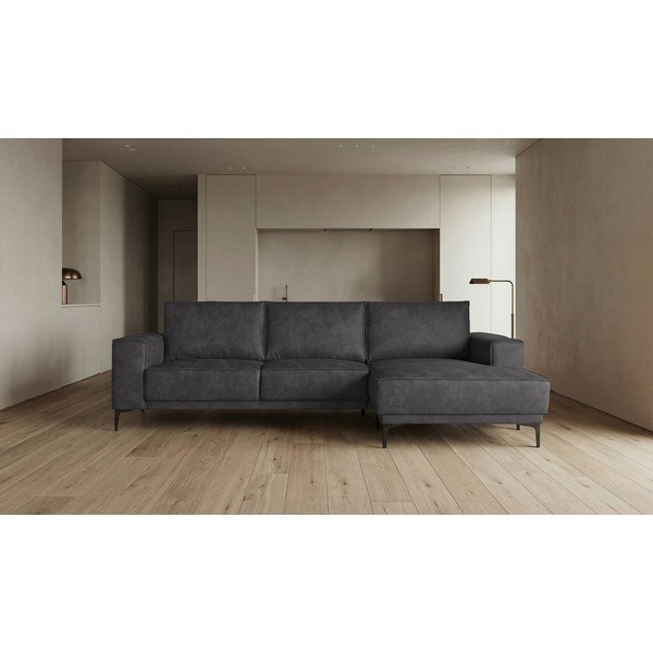 Antracitová rohová pohovka z imitácie kože (pravý roh) Copenhagen – Scandic-image-4