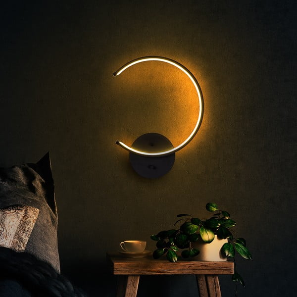 Čierne LED nástenné svietidlo ø 10 cm Moon – Opviq lights-image-4