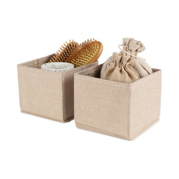 Béžové látkové úložné boxy v súprave 2 ks 14x12x12 cm Sandy – Compactor-image-3