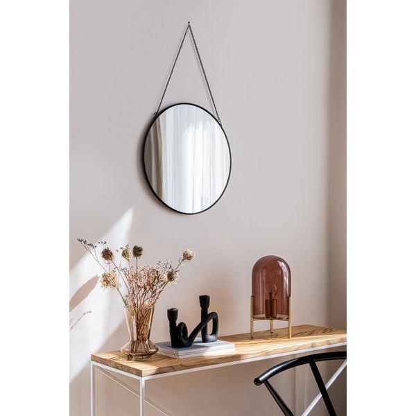 Čierne nástenné zrkadlo Bonami Essentials Moira, ø 40 cm-image-1