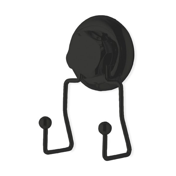 Čierny samodržiaci nástenný dvojitý háčik Compactor Bestlock Black