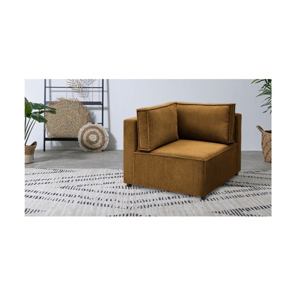 Menčestrový modul pohovky (variabilný) v horčicovej farbe Nihad modular – Bobochic Paris-image-1