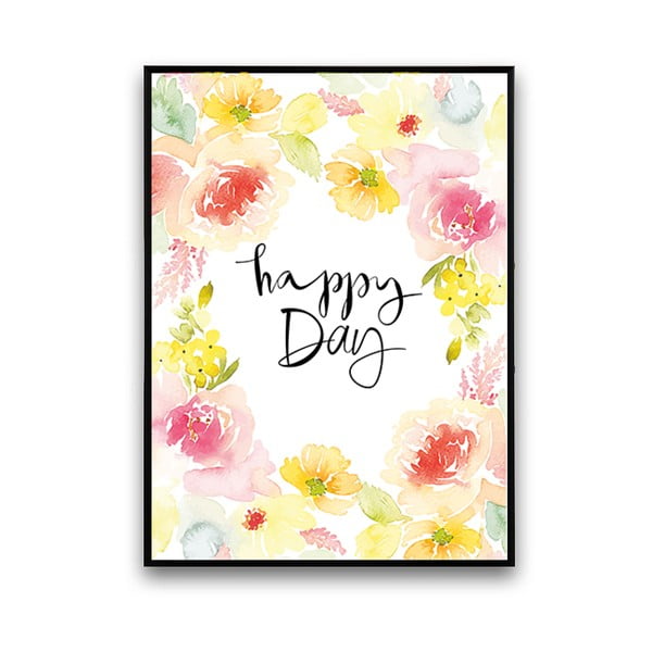 Plagát s abstraktnými kvetmi Happy Day, 30 x 40 cm