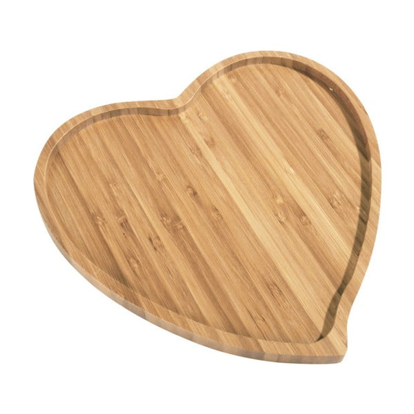 Bambusová doštička na servírovanie Aminda Heart, šírka 27 cm