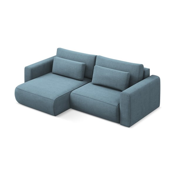 Svetlomodrá rozkladacia/s úložným priestorom rohová pohovka (ľavý roh/s leňoškou) Kapua – Makamii-image-2