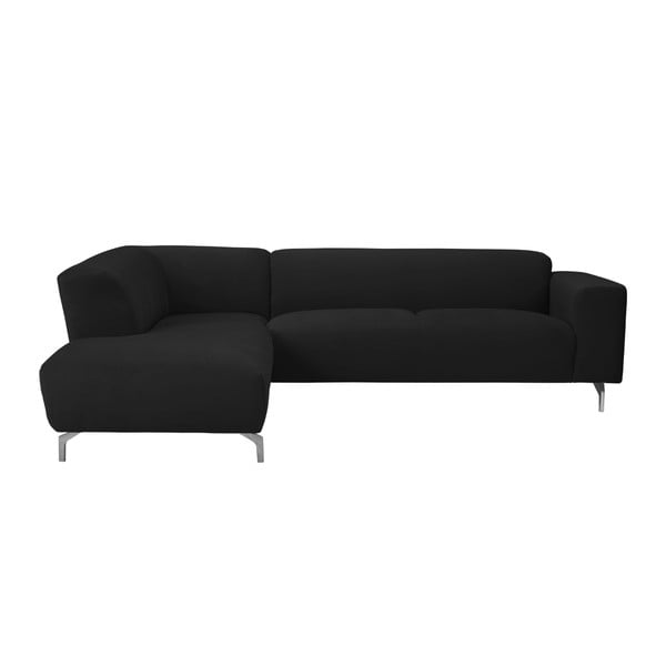 Čierna rohová pohovka Windsor & Co Sofas Orion, ľavý roh