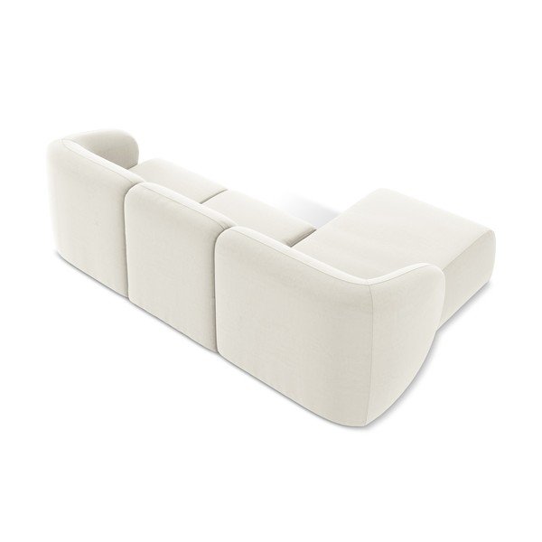 Béžová zamatová rohová pohovka (ľavý roh/s leňoškou) Lani – Makamii-image-3